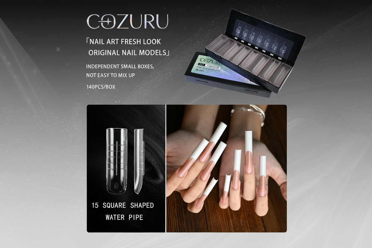 COZURU Dual Forms Reinforced Pipe Square Nail Tips – Shape #15
